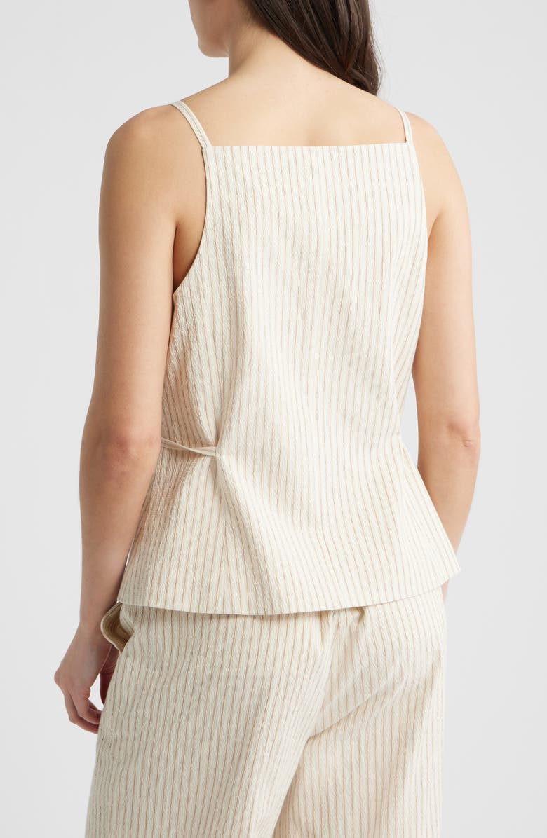 Bernardo Pinstripe Tie Waist Top, Alternate, color, Ivory/ Gold Oak Stripe