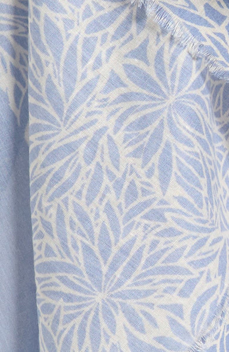 Faherty Rain Washed Frond Print Organic Cotton Scarf, Alternate, color,