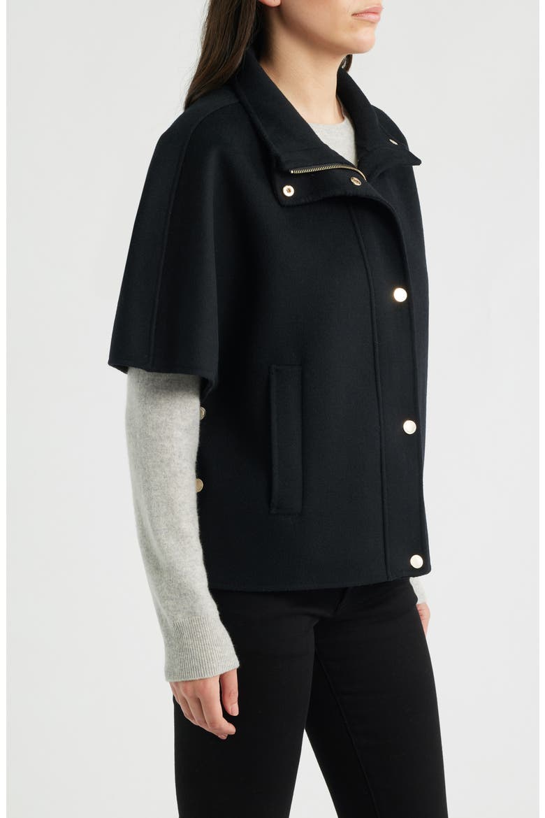 Double Face Wool Cape, Alternate, color, BLACK