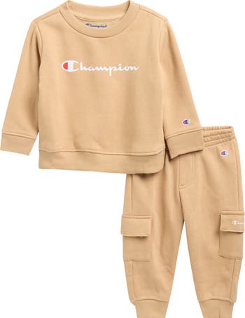 Champion Crewneck Sweatshirt Fleece Cargo Joggers Set