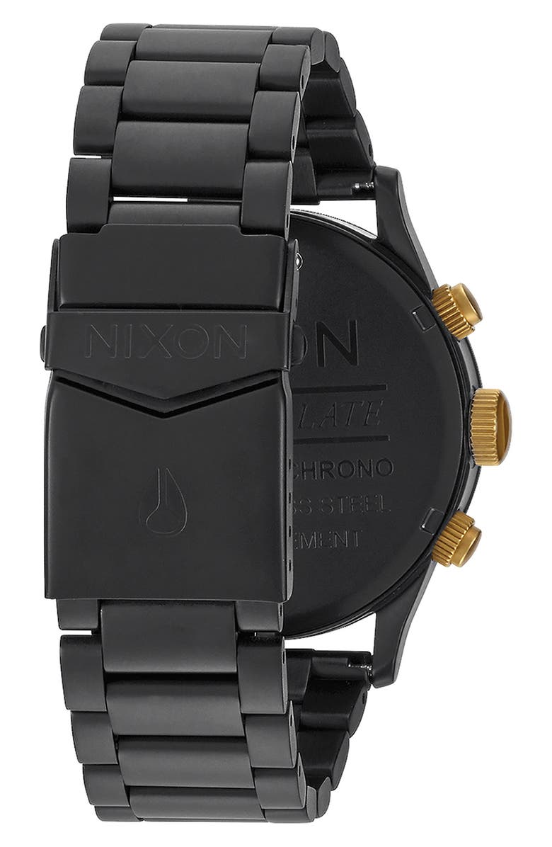 Nixon Sentry Chronograph Bracelet Watch, 42mm, Alternate, color, Black/Gold
