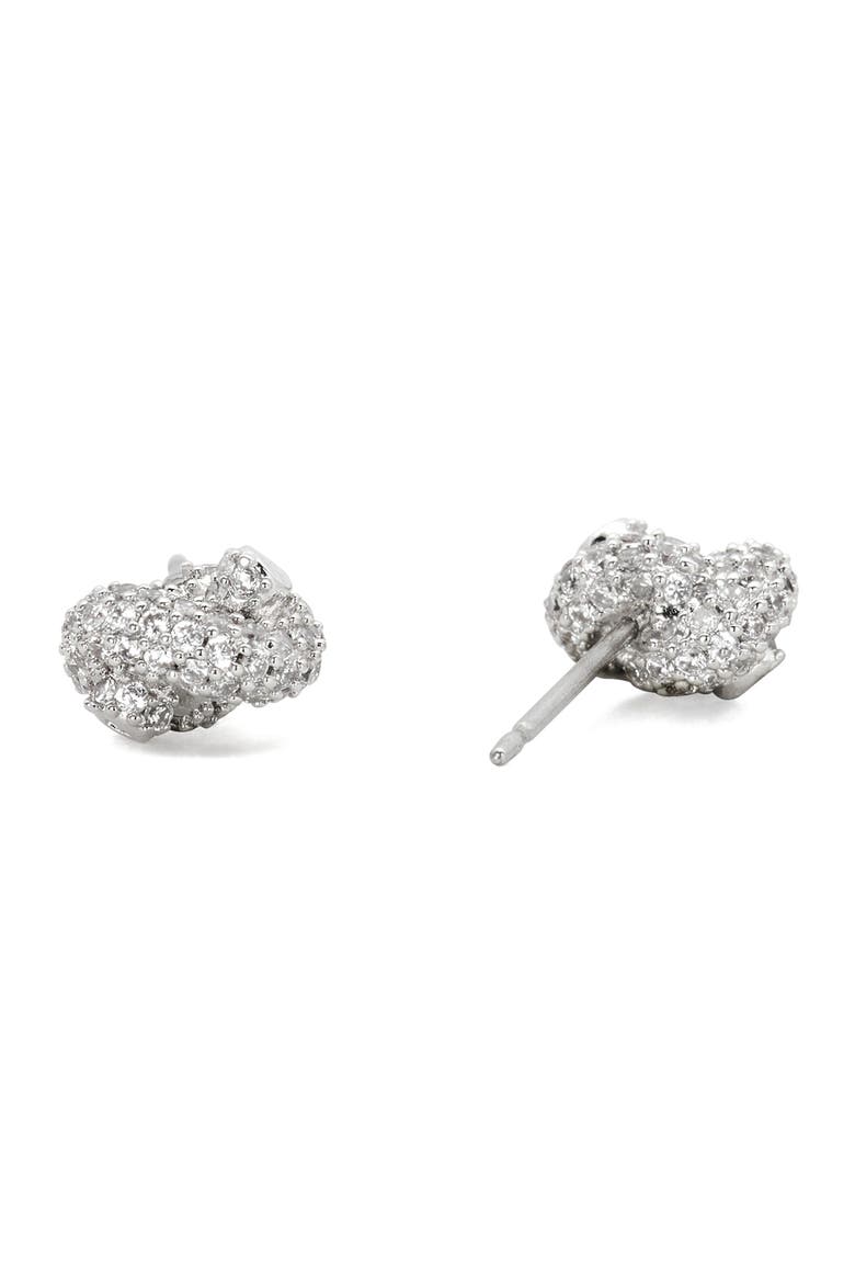 Pavé Knot Stud Earrings, Alternate, color, CLEAR/ SILVER.
