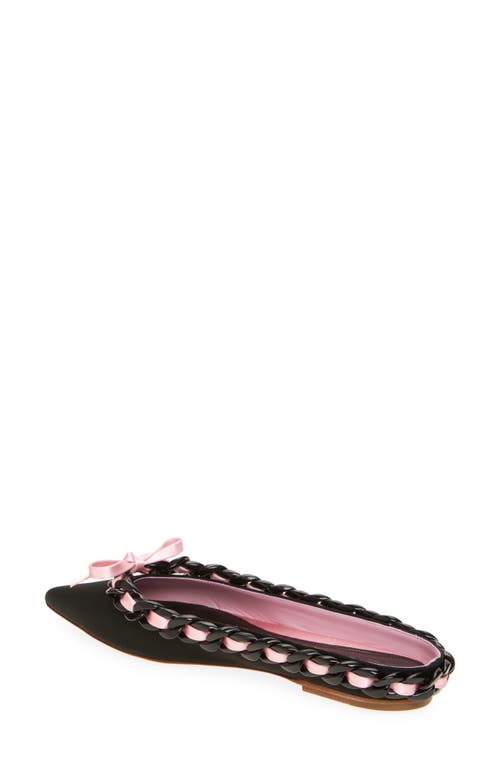 Giambattista Valli Ribbon & Chain Pointed Toe Mule In Black