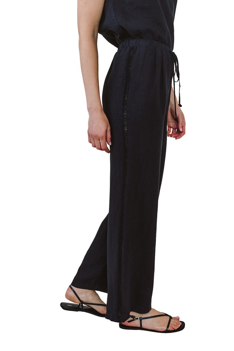 Wide Leg Linen Pants, Alternate, color, BLACK