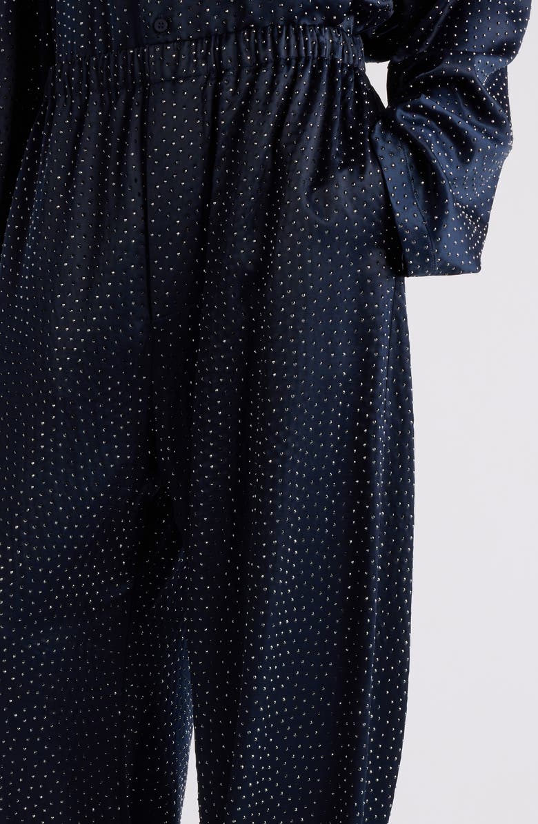 Balenciaga Crystal Embellished Satin Pajama Pants, Alternate, color, 4100 Dark Navy