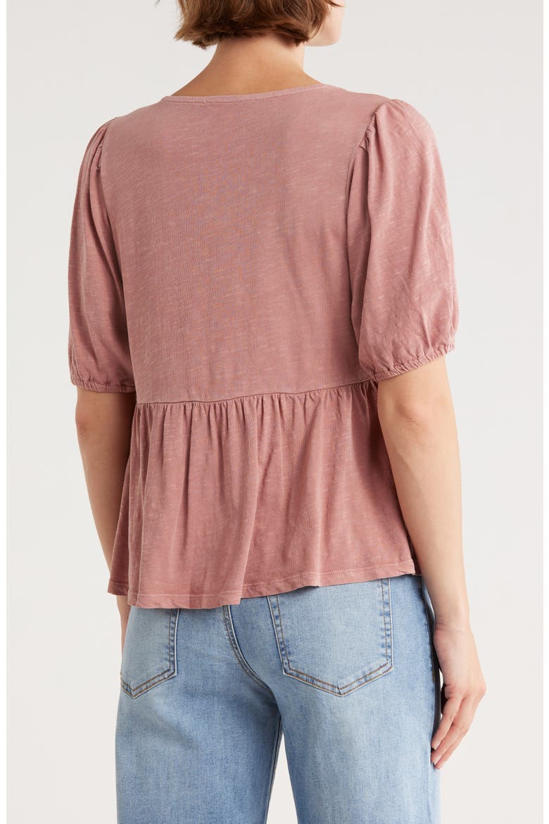 Embroidered Peplum Top, Alternate, color, ASH ROSE