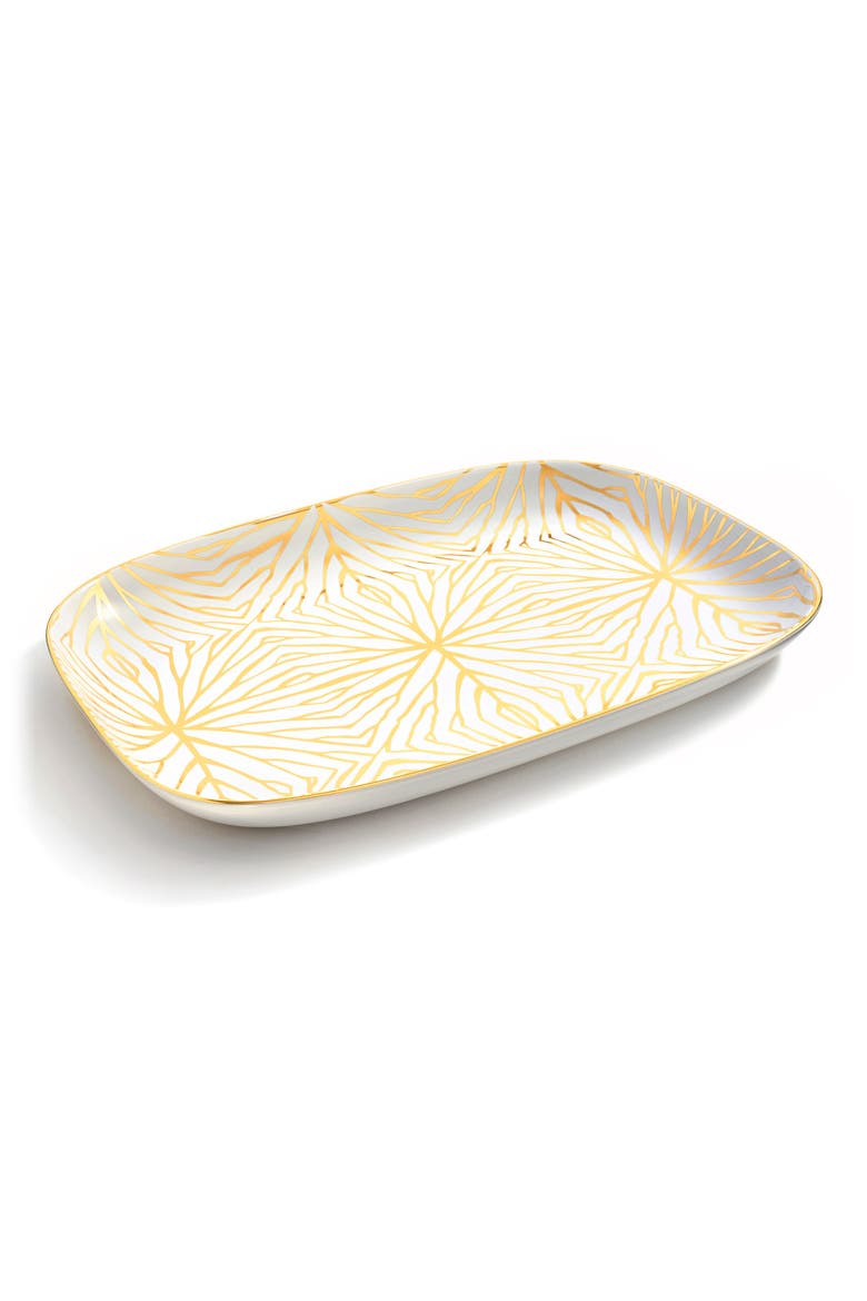 Talianna Lily Pad Ceramic Serving Platter, Main, color, WHITE AND GOLD