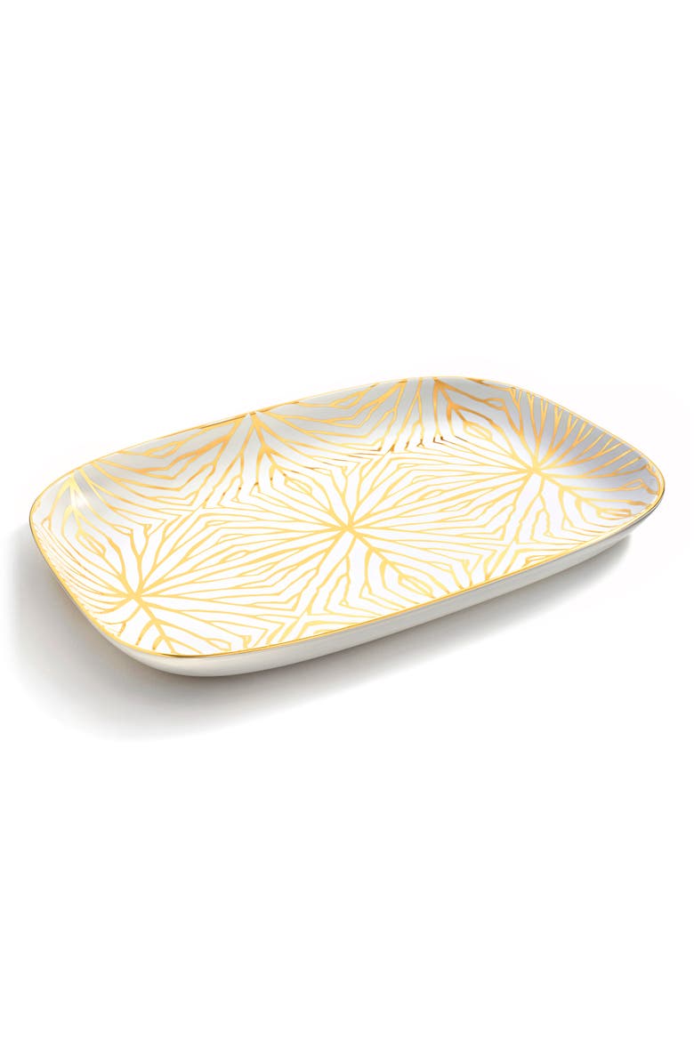 ANNA New York Talianna Lily Pad Ceramic Serving Platter, Main, color, White And Gold