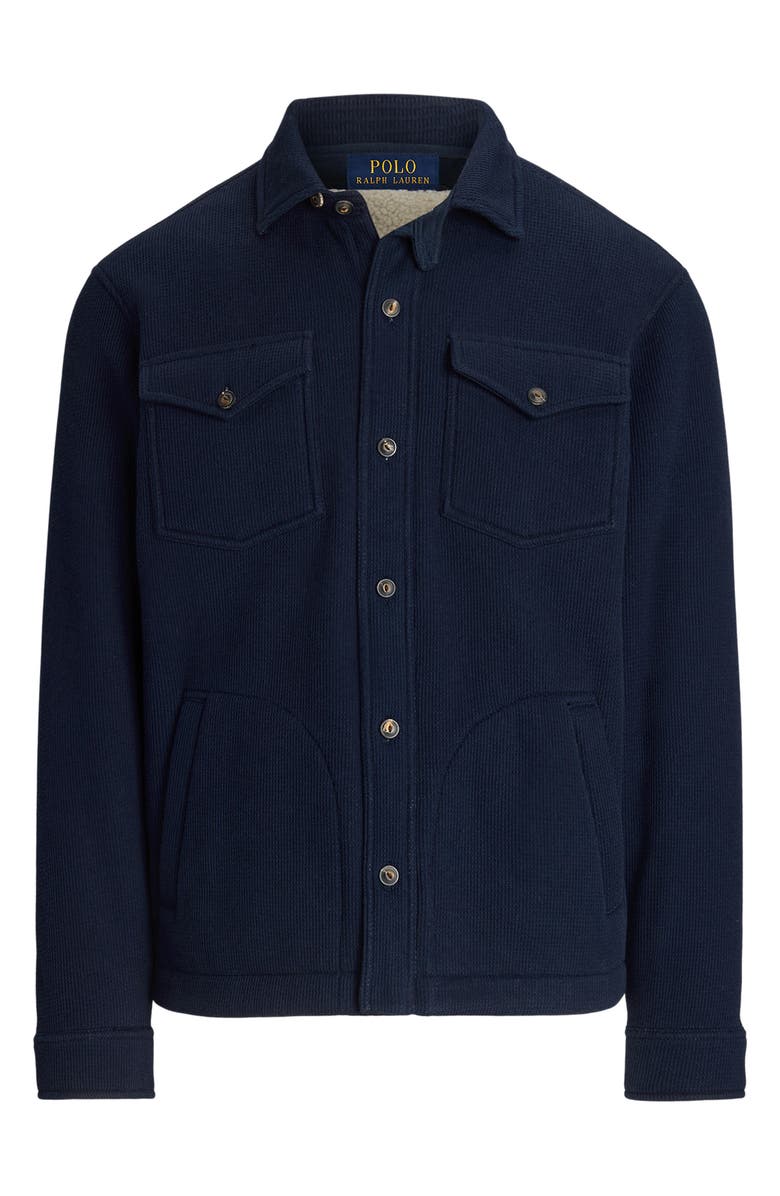 Polo Ralph Lauren Waffle Stitch Shirt Jacket with Faux Shearling Lining, Alternate, color,