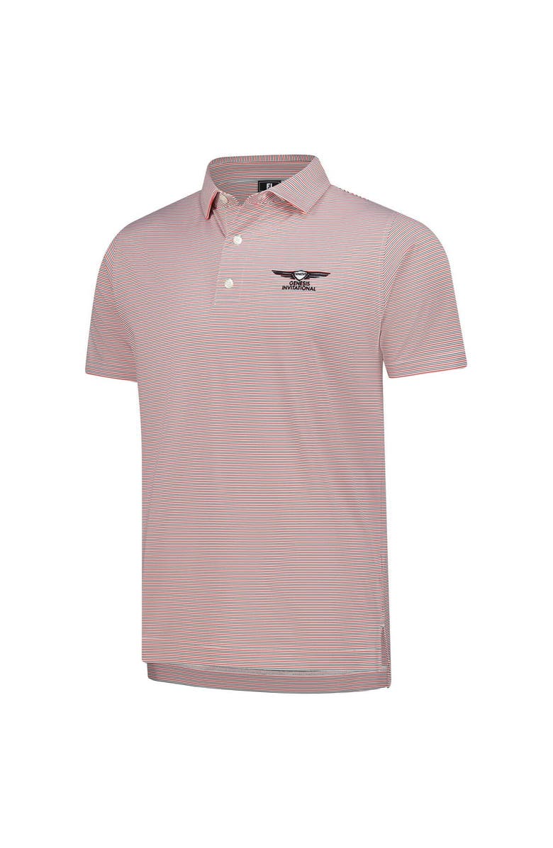 FOOTJOY Men's FootJoy  Coral Genesis Invitational Emory Stripe Lisle ProDry Polo, Alternate, color, Coral
