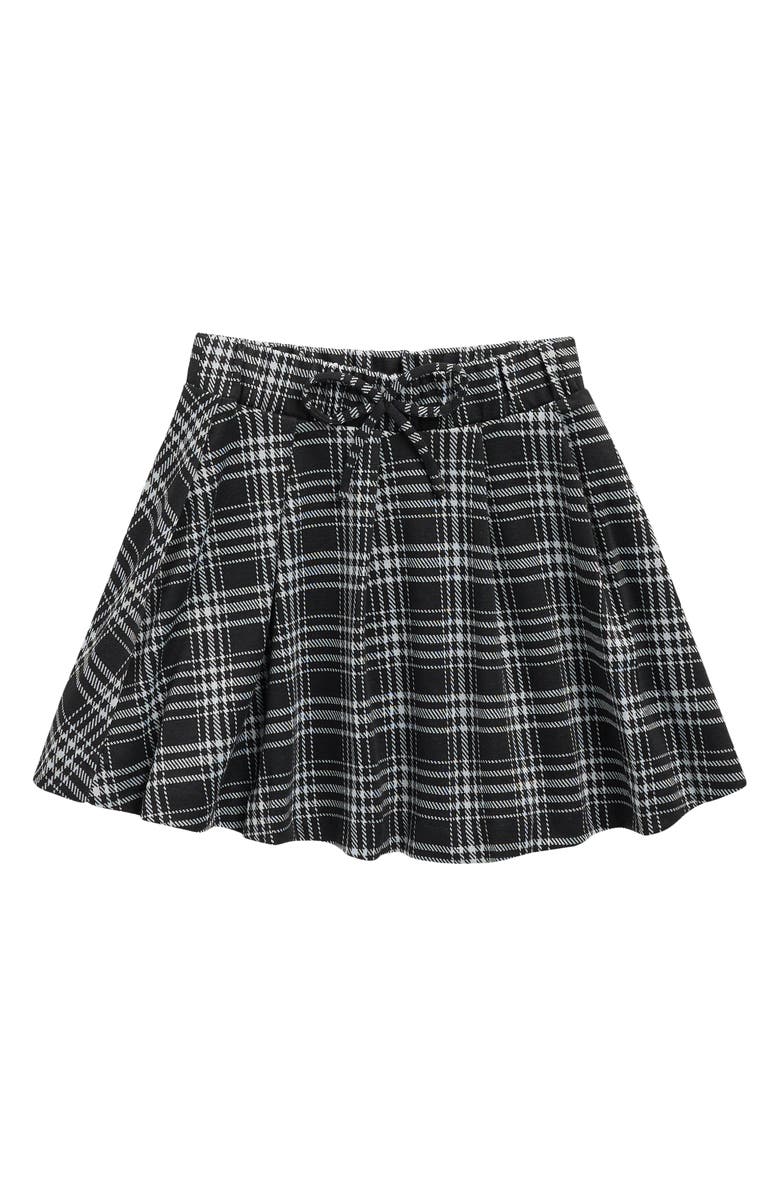 Walking on Sunshine Kids' Plaid Pleated Skirt, Main, color, Black White Plaid