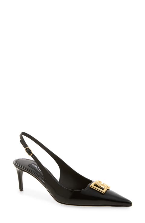 DG Logo Pointed Toe Slingback Pump