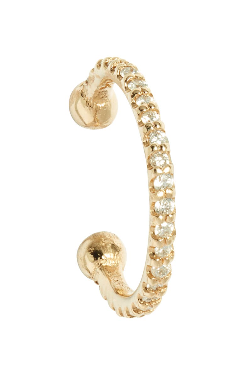 Anzie Single Pavé Diamond Ear Cuff, Alternate, color, Yellow Gold