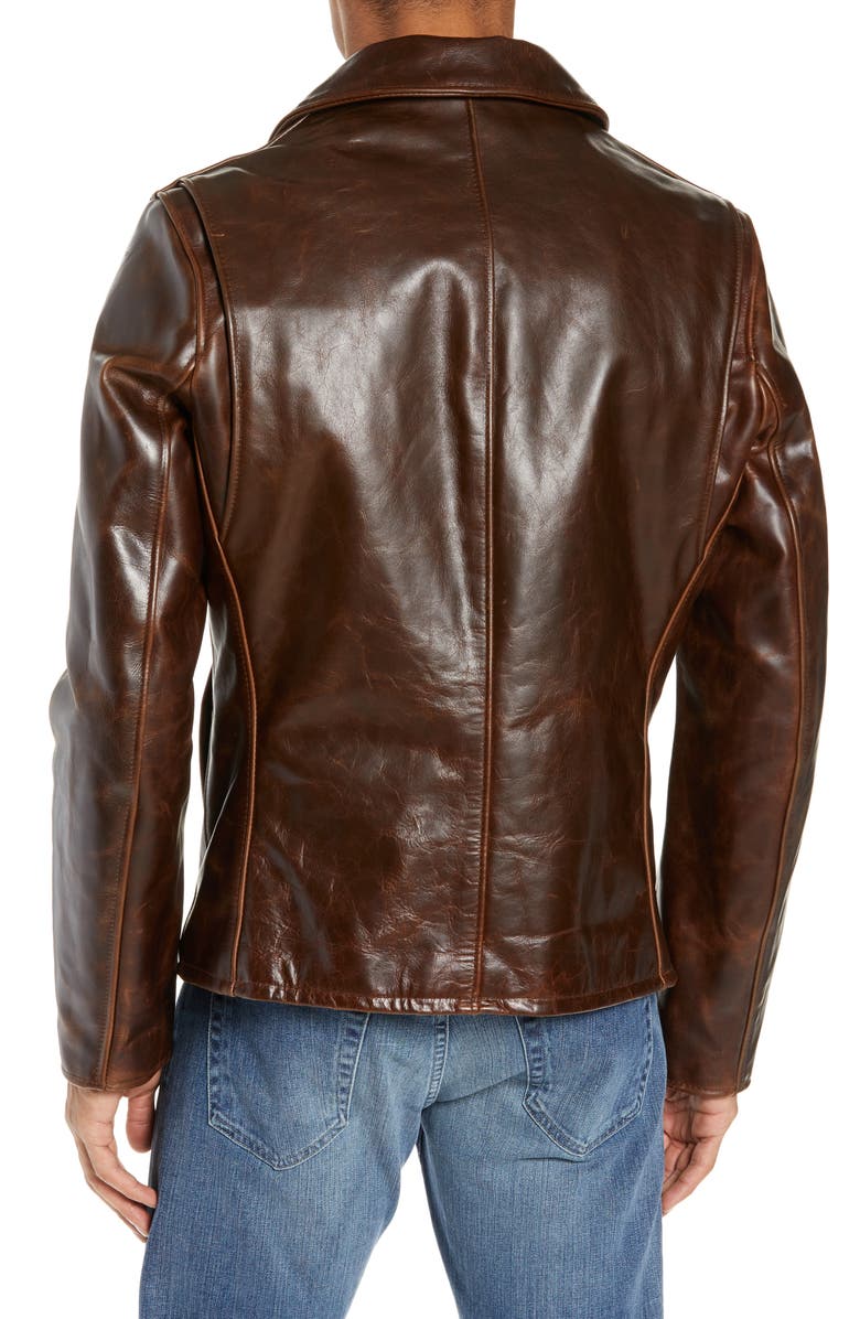 Schott NYC Waxy Cowhide Leather Moto Jacket, Alternate, color,