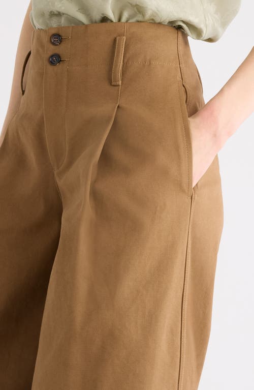 Chloé Garment Dye Organic Cotton Canvas Wide Leg Pants In Brown