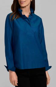 Foxcroft Tammy Ruffled Cotton Popover