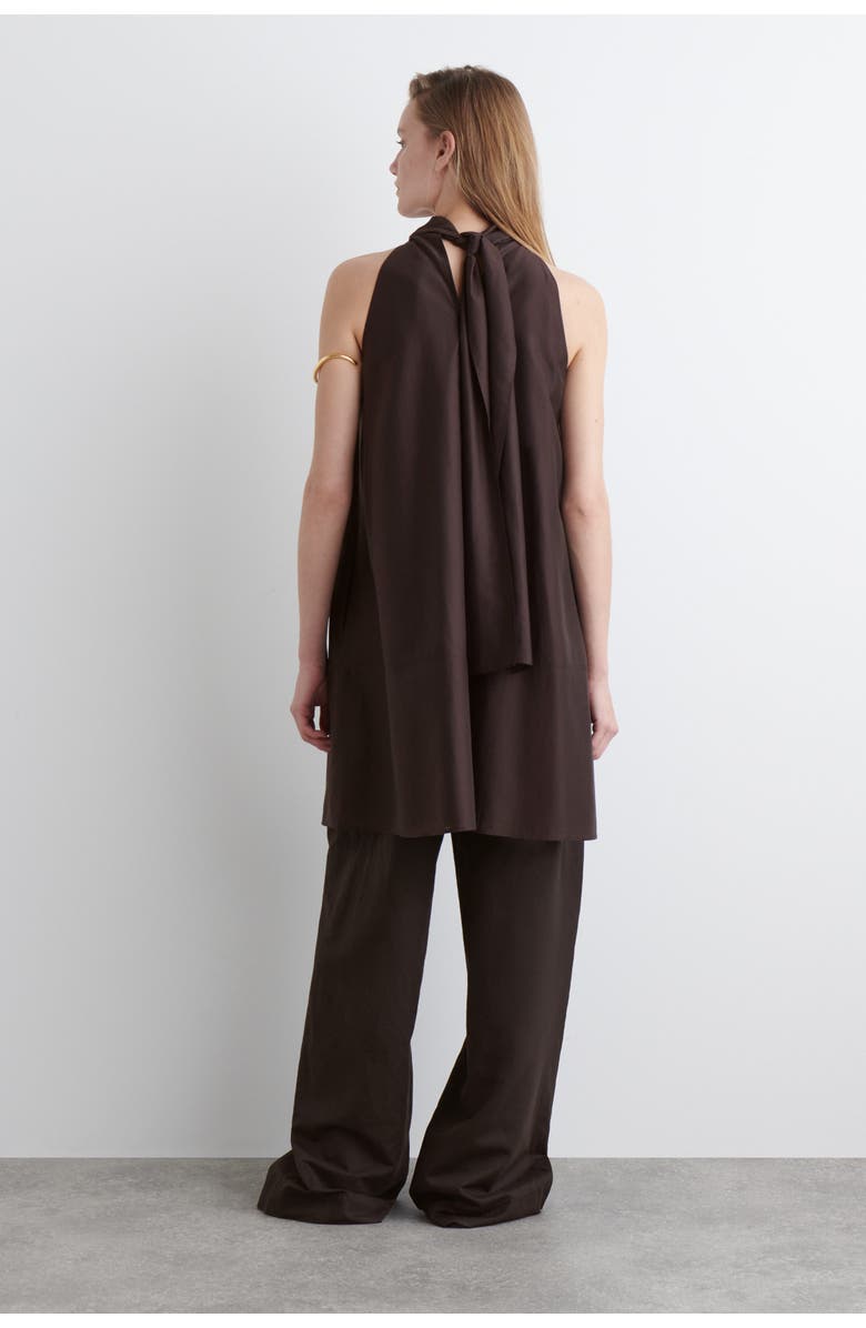 COS Fluid Halterneck Mini Dress, Alternate, color, Dark Brown