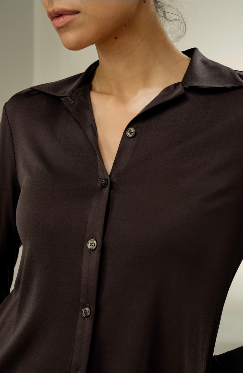 Lilysilk Basic Slim Silk Jersey Shirt, Alternate, color, Cocoa