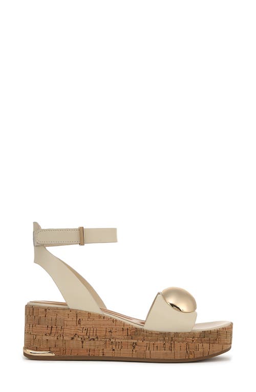 Franco Sarto Taysha Ankle Strap Platform Wedge Sandal In White