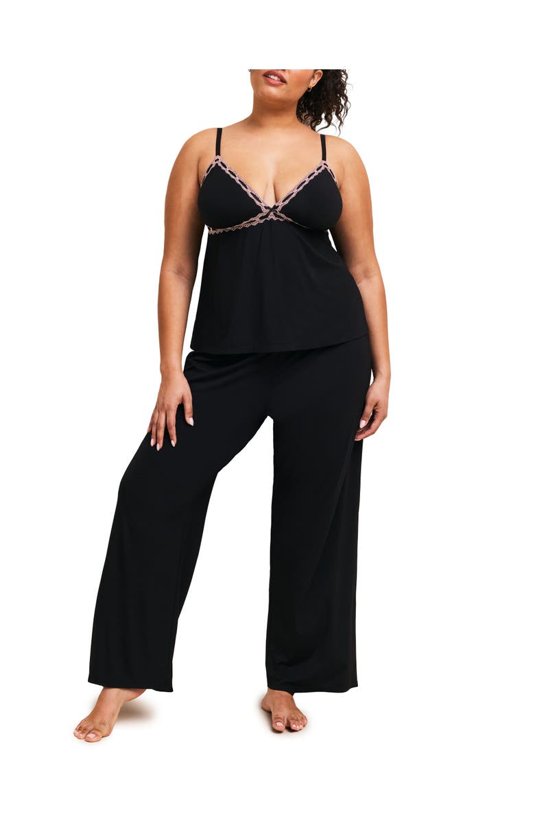 Adore Me Eloisa Tank Top & Pants Pajama Set, Main, color, Black