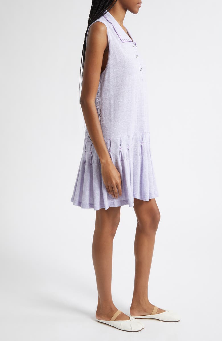 YanYan Snowflake Pointelle Linen & Cotton Polo Sweater Dress, Alternate, color, Lilac