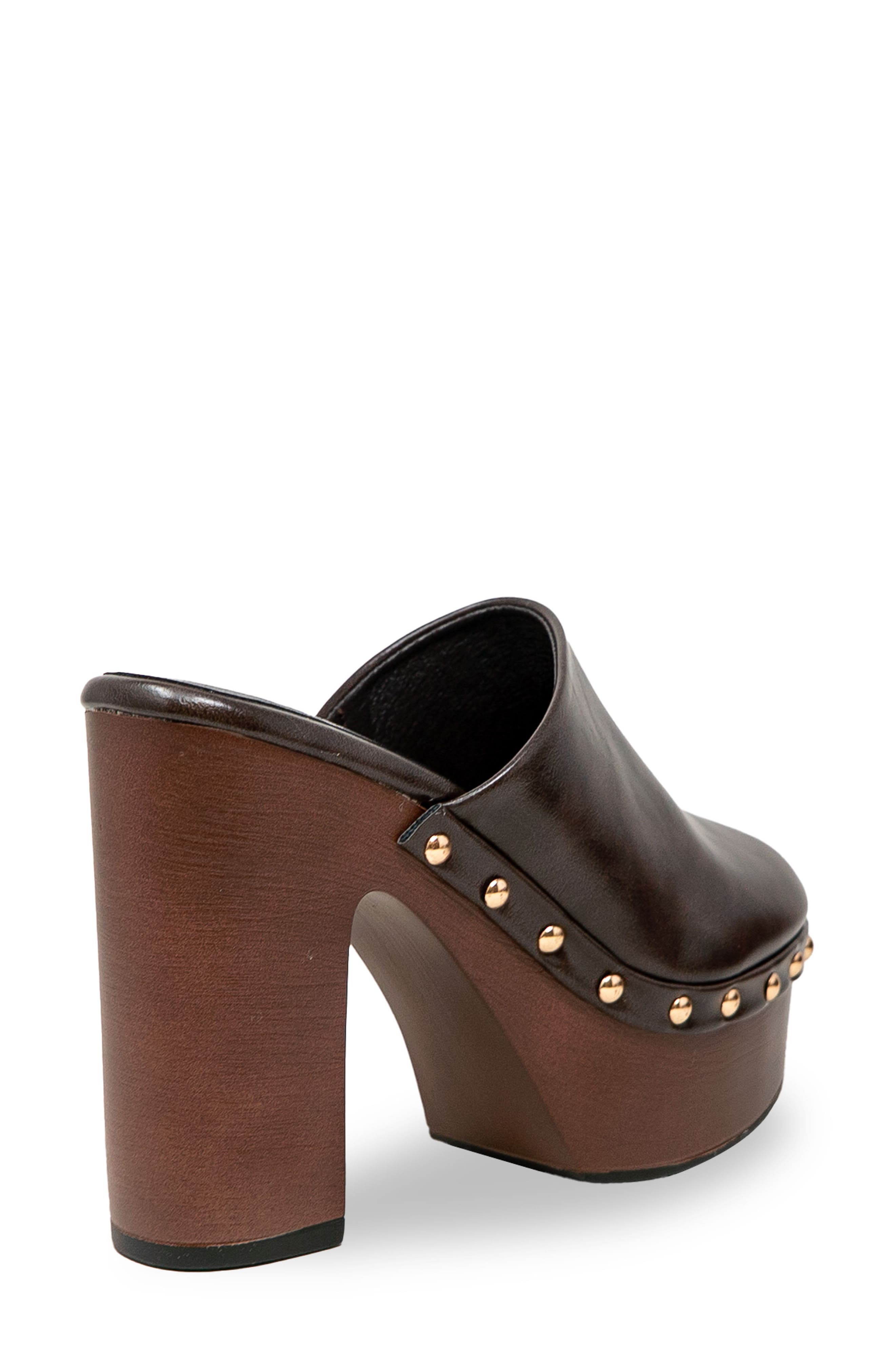 Studded Platform Mule, Alternate, color, BROWN PU