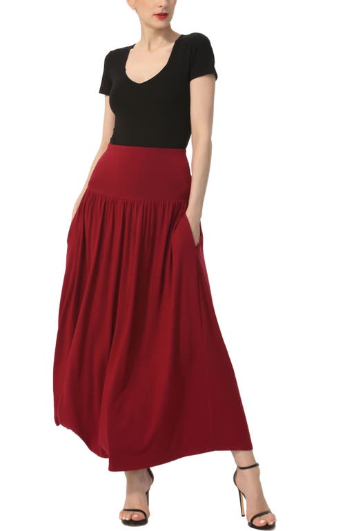 Kimi & Kai Tiered Maxi Skirt In Wine