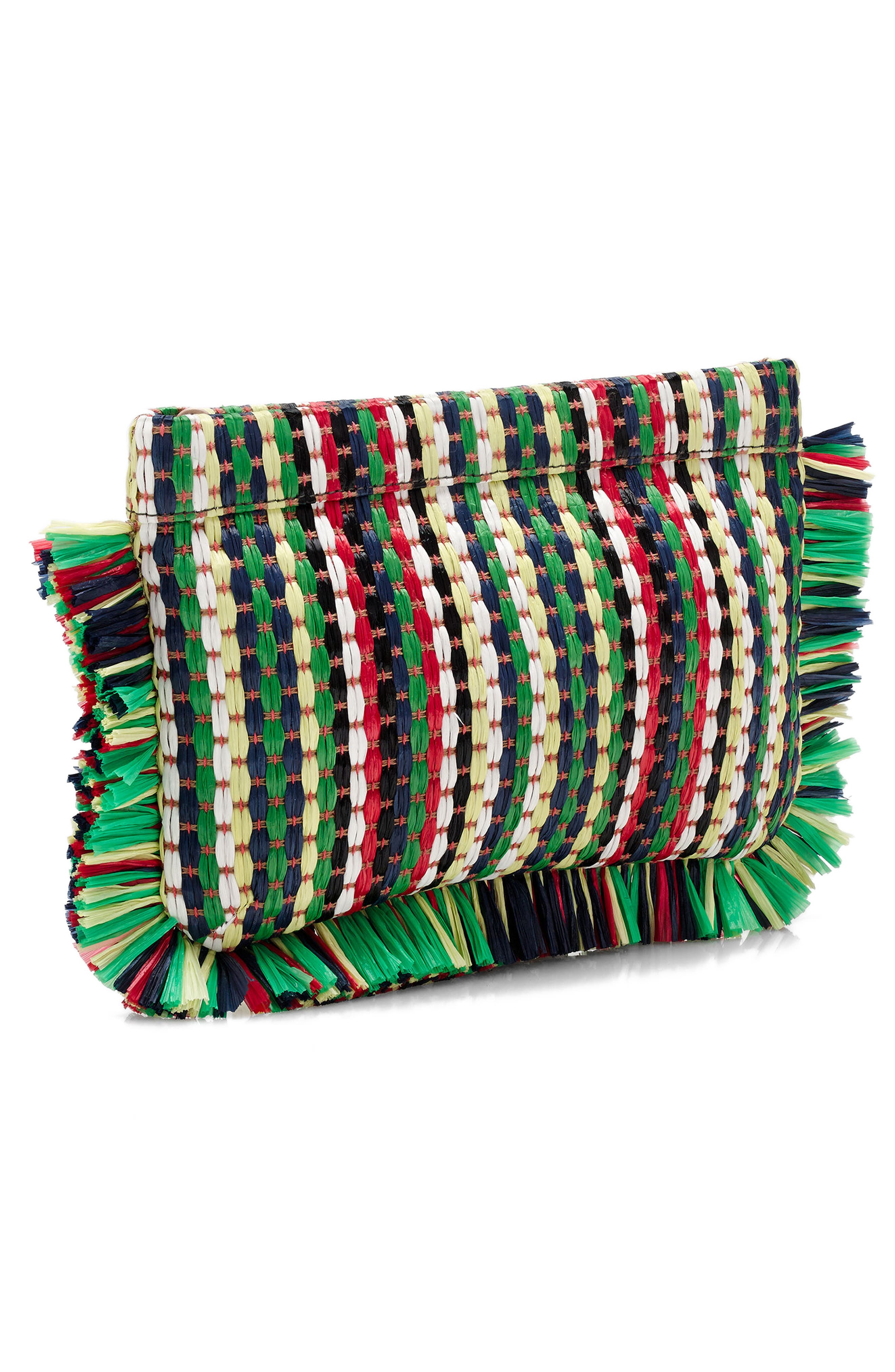 J.Crew Stripe Straw Clutch Bag, Alternate, color, 
