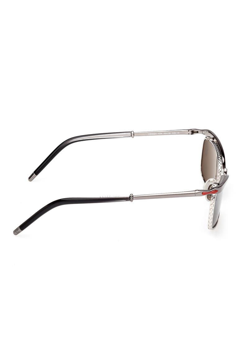 55mm Rectangular Sunglasses, Alternate, color, DARK GUNMETAL / ZEISS SMOKE