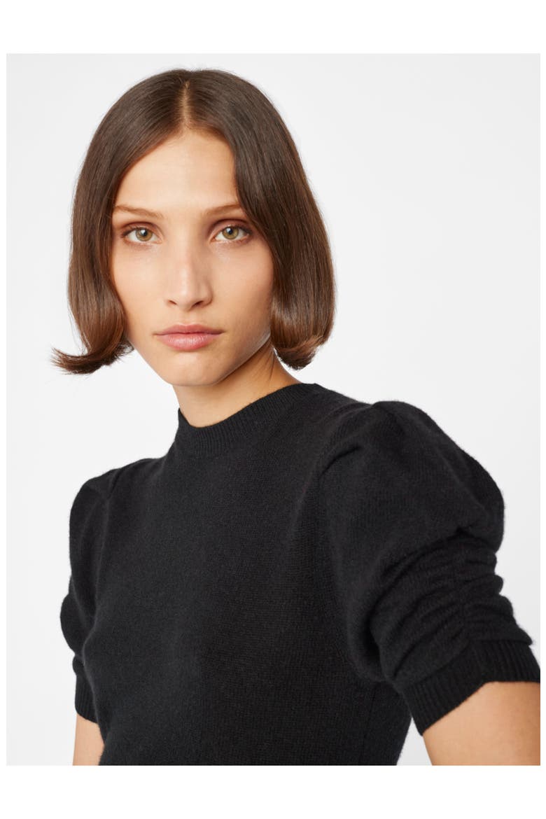 Ruched Sleeve Recycled Cashmere & Wool Sweater, Alternate, color, NOIR