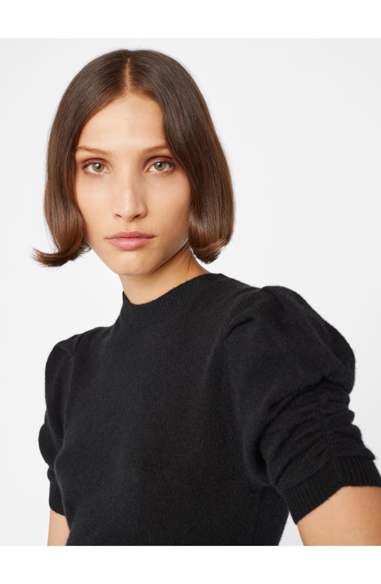 FRAME Ruched Sleeve Recycled Cashmere & Wool Sweater, Alternate, color, Noir