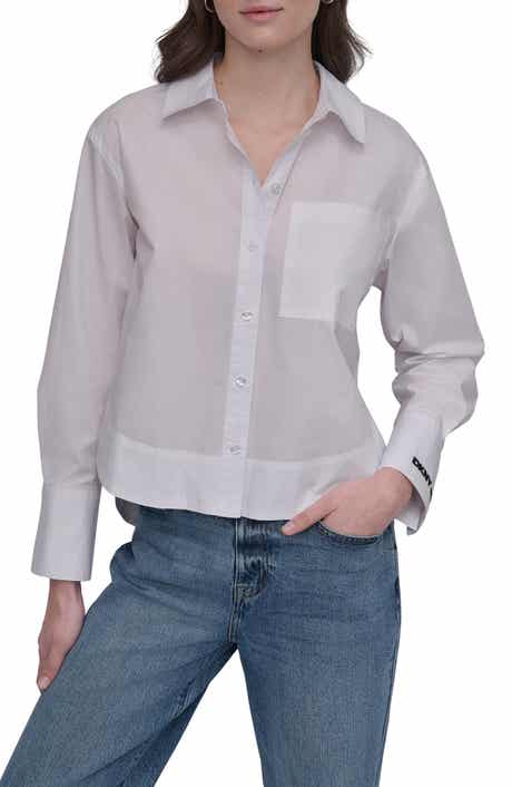 Long Sleeve Cropped Button Up Shirt