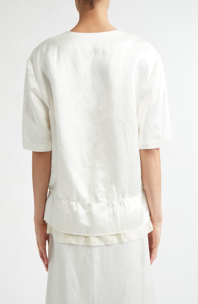 TOTEME V-Neck Satin Pullover Top, Alternate, color, White