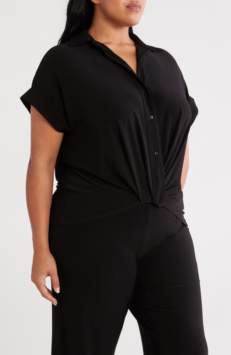 Anne Klein Twist Front Button-Up Shirt, Alternate, color,