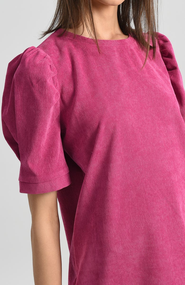 Molly Bracken Puff Sleeve Corduroy Shift Dress, Alternate, color,
