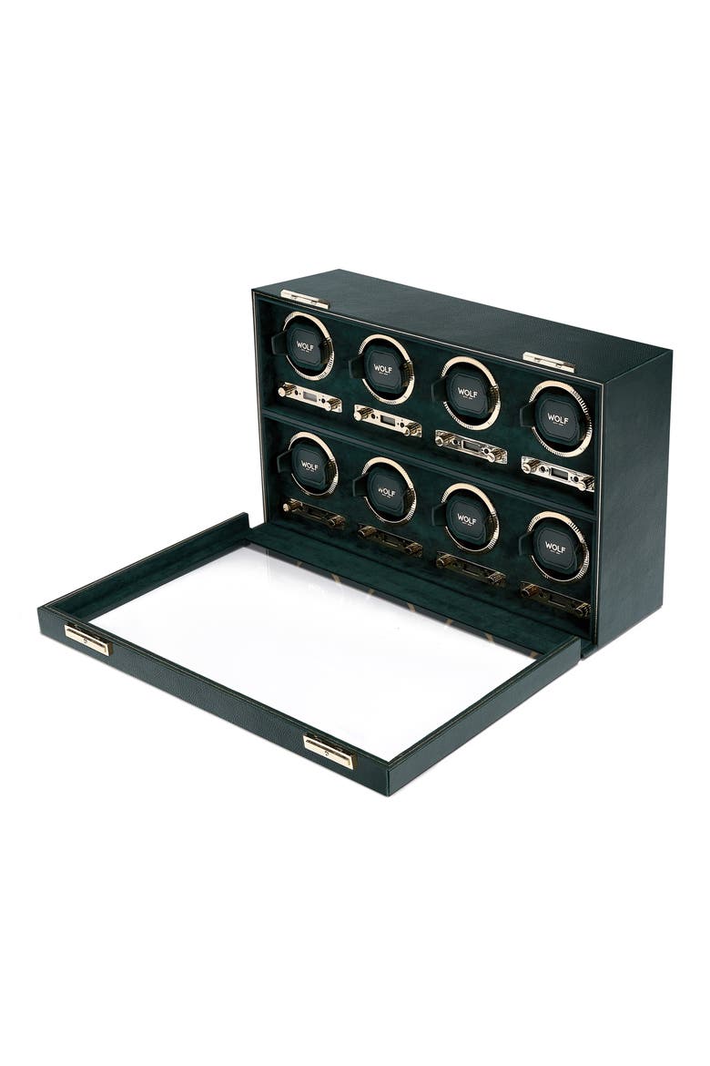 British Racing 8 Piece Watch Winder, Alternate, color, GREEN
