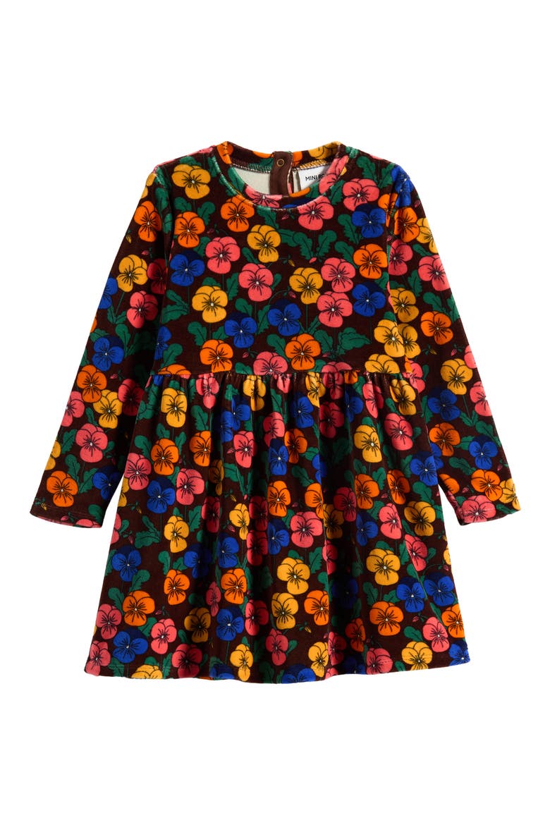 Kids' Violas Velour Dress, Main, color, BLACK MULTI