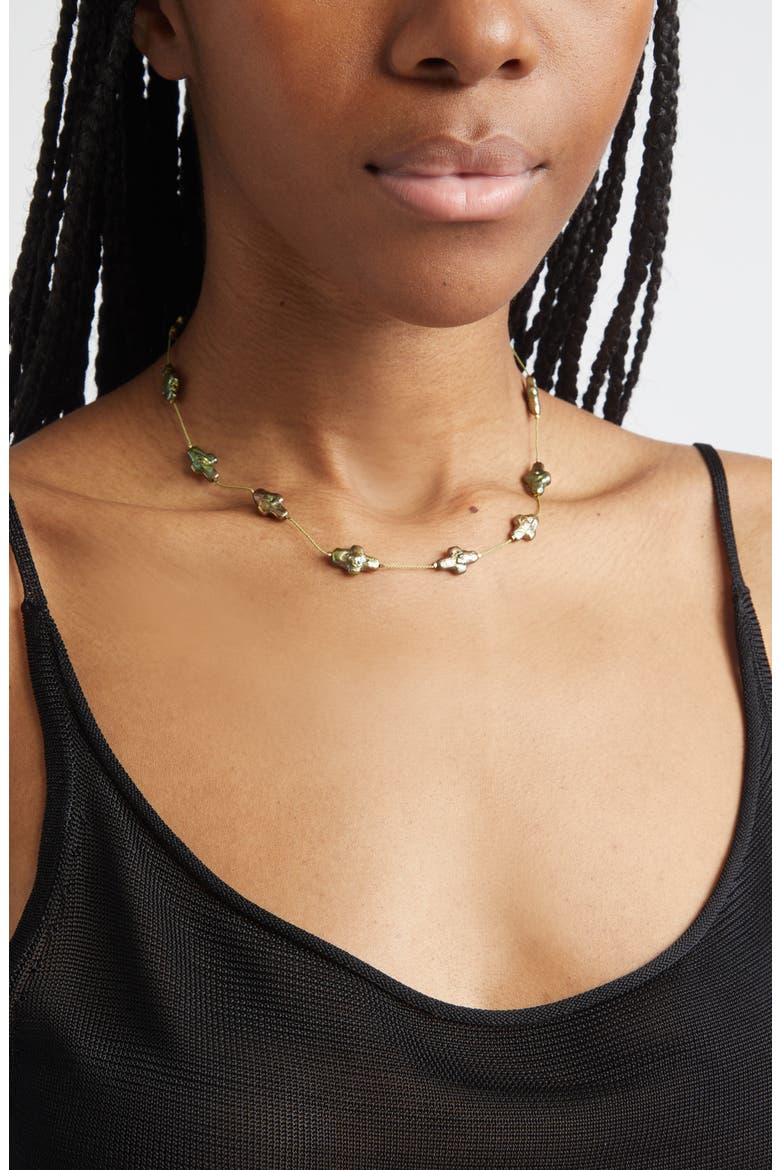 Desnuda Freshwater Pearl Station Necklace, Alternate, color, ALGAE