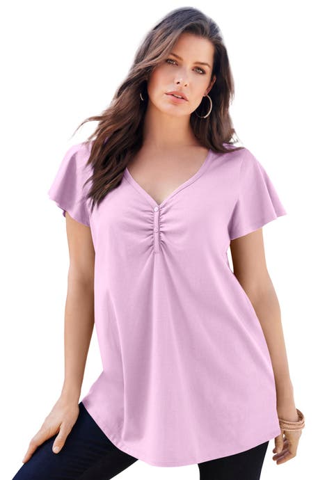 Plus Size Cotton Ultimate Flutter Sleeve Sweetheart Tee