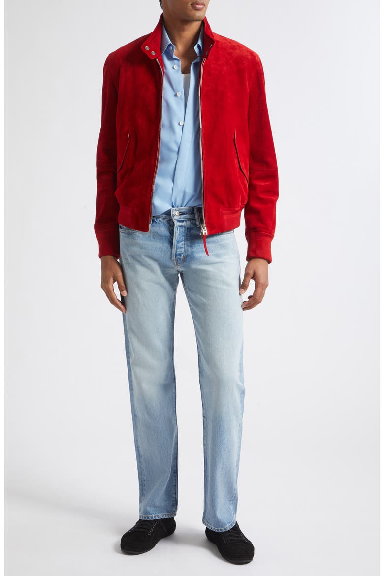 Suede Harrington Jacket, Alternate, color, RAI RUBINO