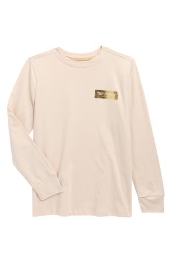 True Religion Kids' Horseshoe Long Sleeve Cotton Graphic T-shirt In Neutral