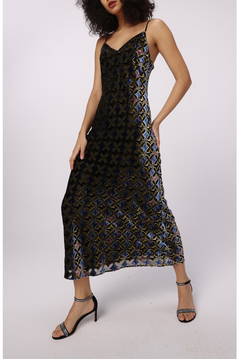 Trent Tile Print Velvet Burnout Slipdress, Alternate, color, GIG TILE GREEN BURNOUT