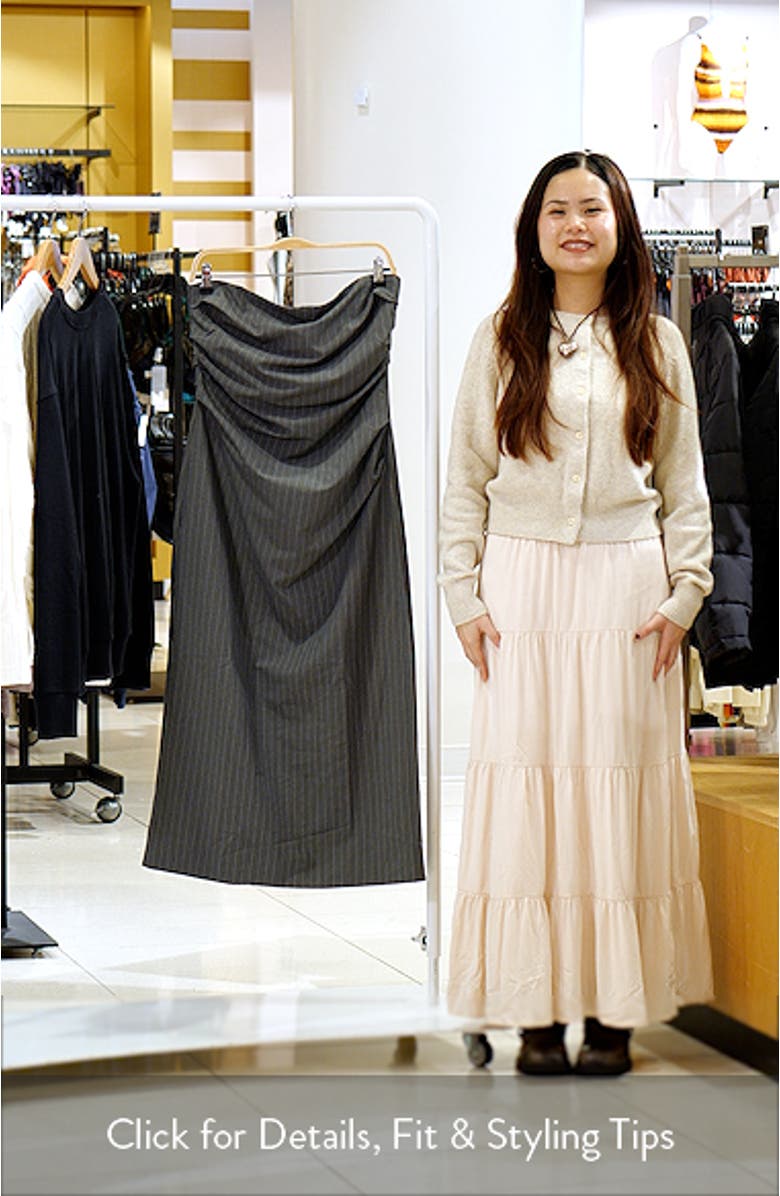 Pinstripe Strapless Midi Dress, sales video thumbnail