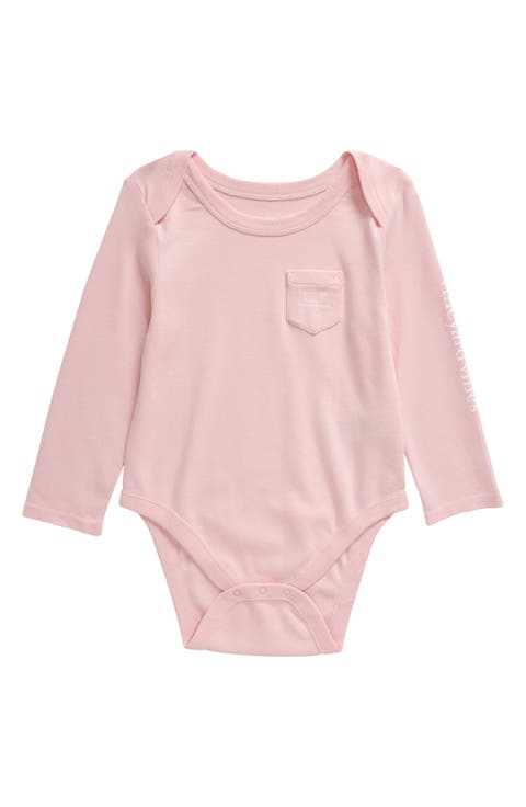 Whale Pocket Long Sleeve Pima Cotton Bodysuit (Baby)