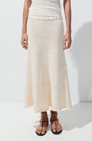 MANGO Wavy Trim Pull-On Midi Skirt