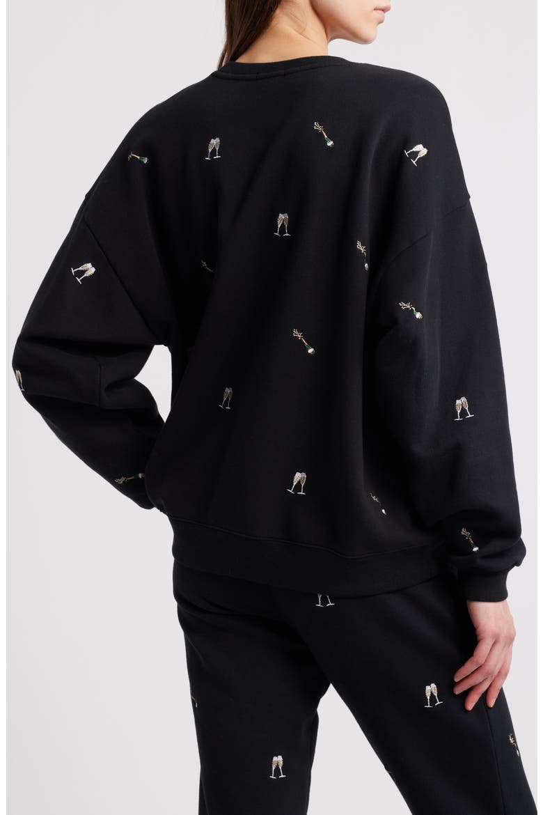 Varsity Cheers Embroidered Cotton Graphic Sweatshirt, Alternate, color, BLACK CHAMPAGNE