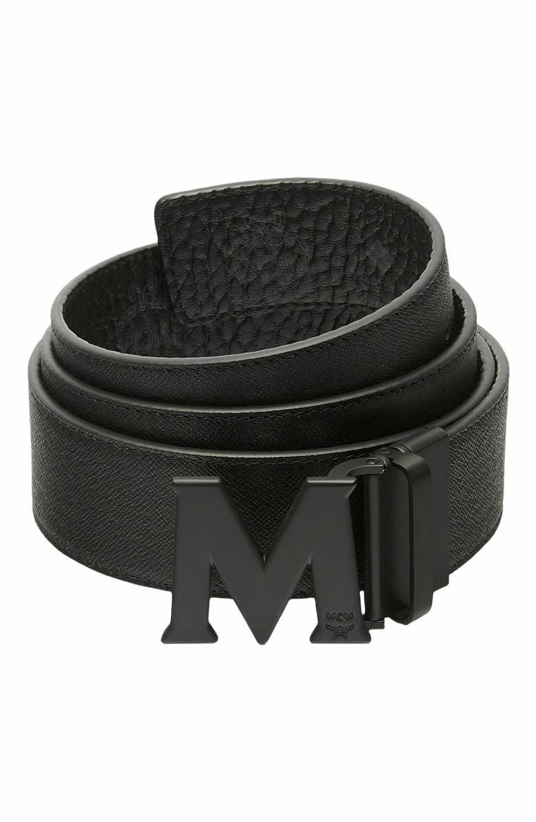 MCM Claus M Reversible Belt 1.75" in Visetos, Alternate, color, Black