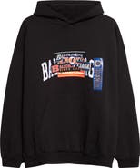 Balenciaga Medium Fit Bumper Stickers Appliqué Graphic Hoodie