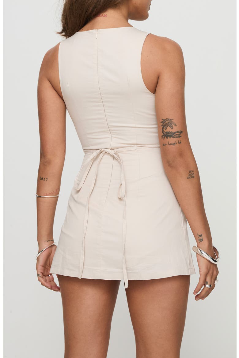 Yumiko Skirted Organic Cotton Romper, Alternate, color, CREAM