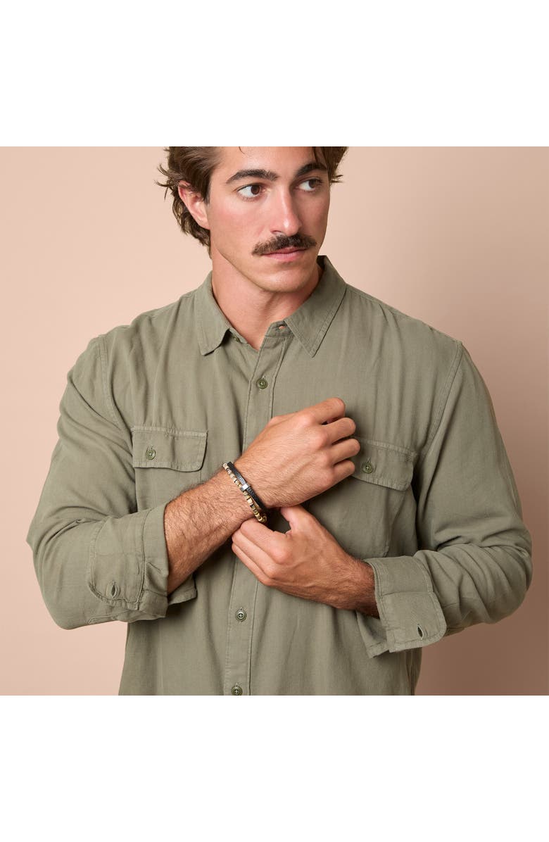 Lucky Brand Layered Bracelet with Wood Beads and Leather Strap, Alternate, color, Multi